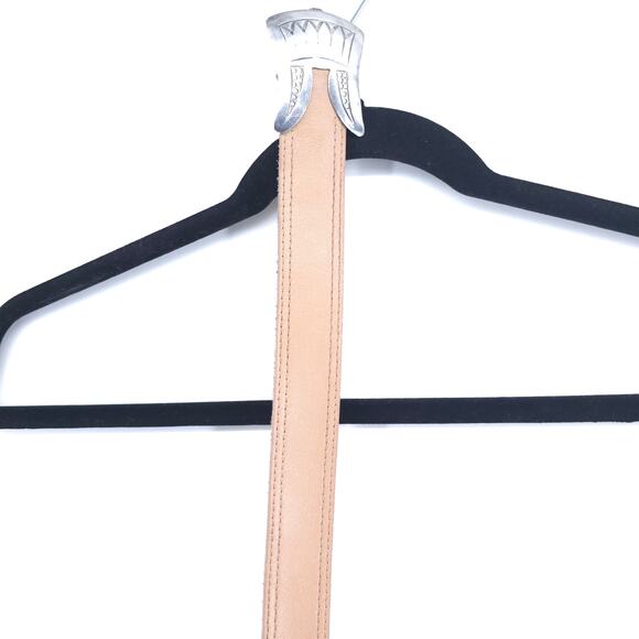 Vintage Handmade Western Removeable Aztec Buckle Blonde Leather No Markings 37" - Picture 7 of 9